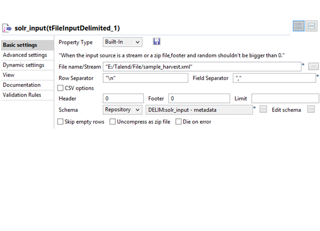 Talend Solr High Speed Update Component sample